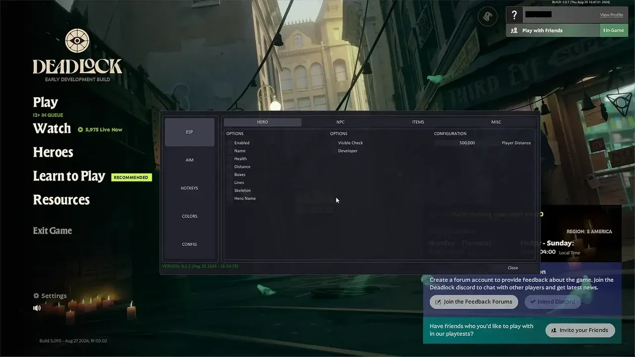 SHACK для Deadlock — скриншот интерфейса 1