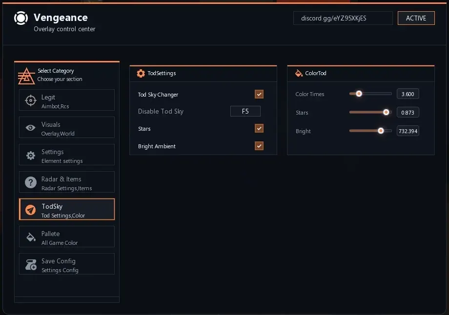 VENGEANCE для Rust — скриншот интерфейса 1