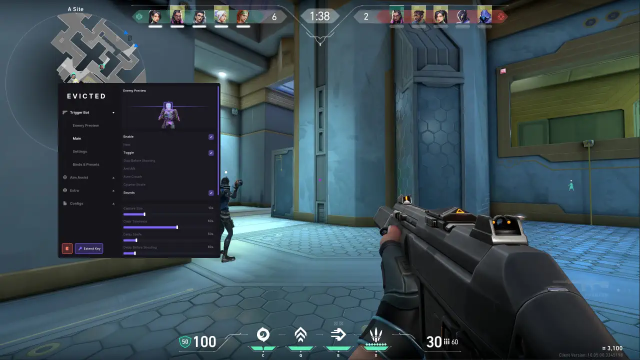 Evicted Triggerbot для VALORANT — скриншот интерфейса 1